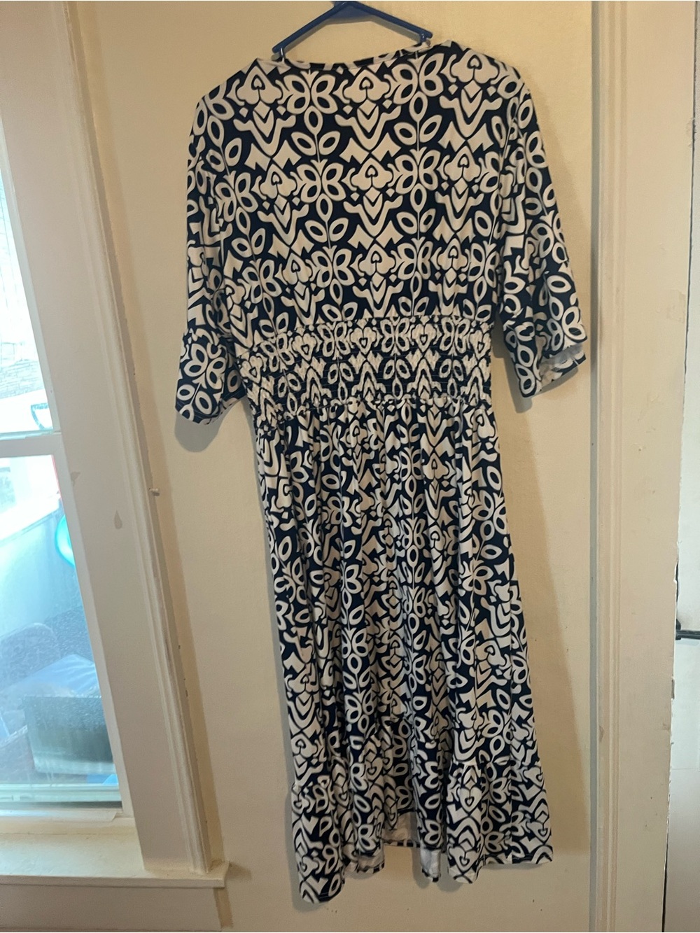 💙 Beautiful Navy Blue & White Boho Midi Dress – Women’s XL 💙